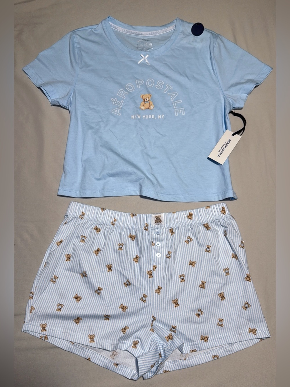 Aeropostale Light Blue Sleepwear Tee with Silver Logo
